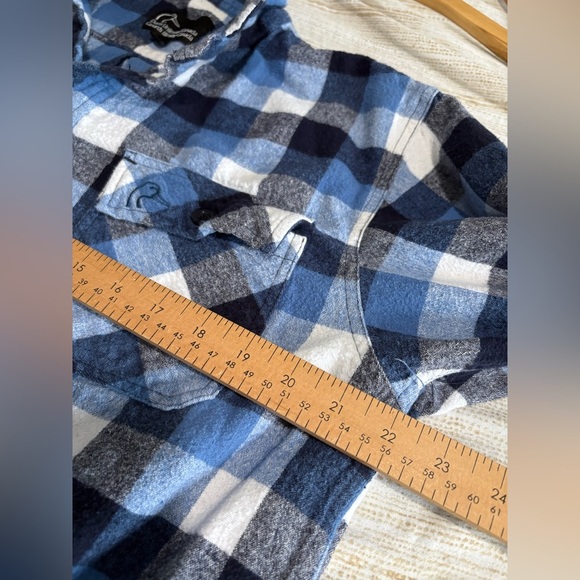 Ducks Unlimited Canada blue plaid heavy cotton button jacket size large shirt - Picture 8 of 11